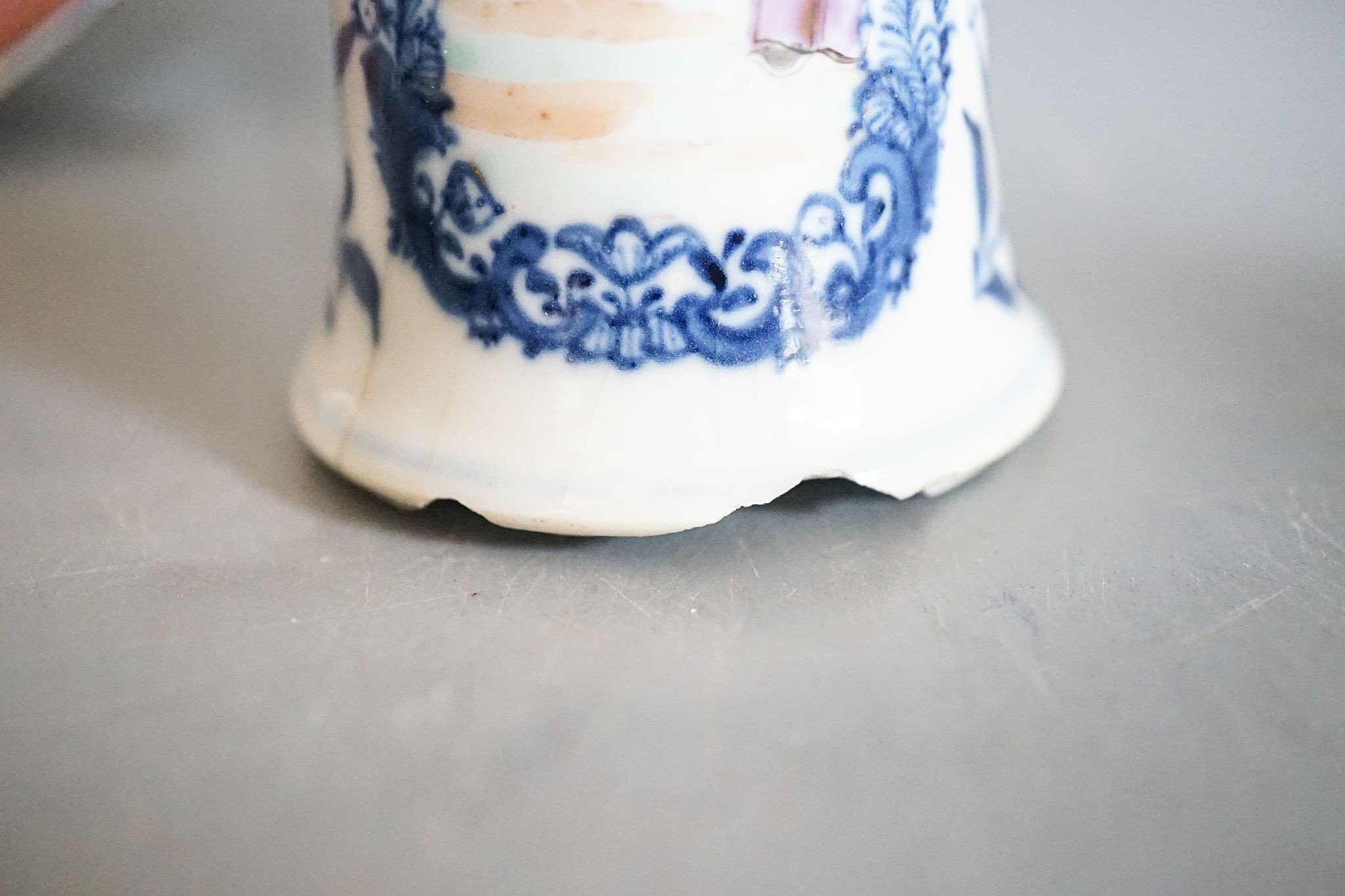 An 18th-century Chinese famille rose small vase, a similar octagonal plate, a 19th-century Cantonese dish and a crackle glaze arrow vase, tallest 15cm
